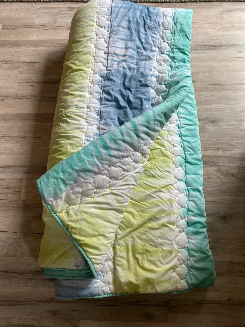 Pottery Barn Reversible comforter Aqua, Mint & Lemon